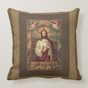 Jesus varar värd den hållande eucharisten med kudde