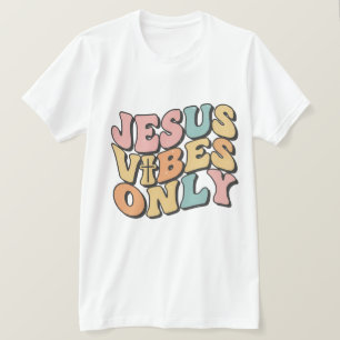 Jesus Vibes Only Retro Kristet Herr T-Shirt