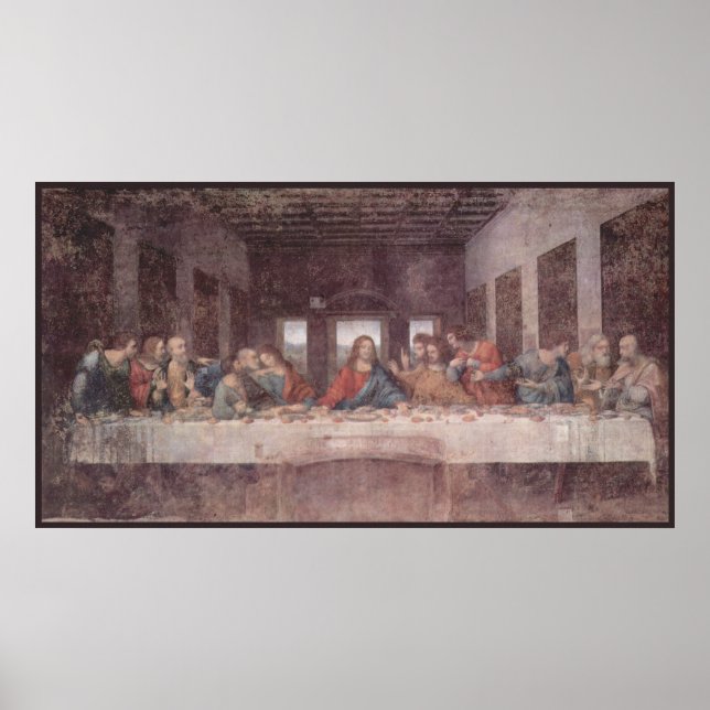 Jesus vid den sista måltiden, Leonardo da Vinci Poster (Framsidan)