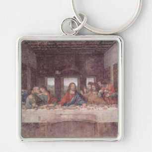 Jesus vid den sista vaktmästaren, Leonardo da Vinc Fyrkantig Silverfärgad Nyckelring