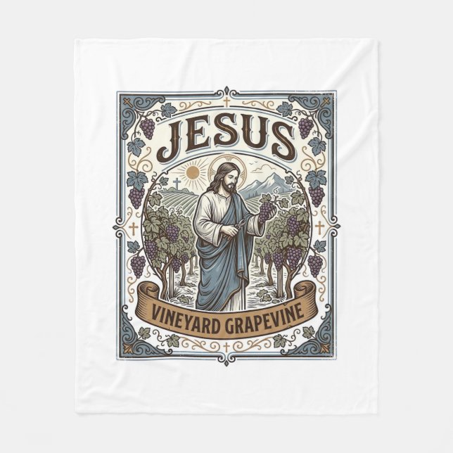 Jesus vingård Grapevine Jesus vingård Grapevine  Fleecefilt (Framsidan)
