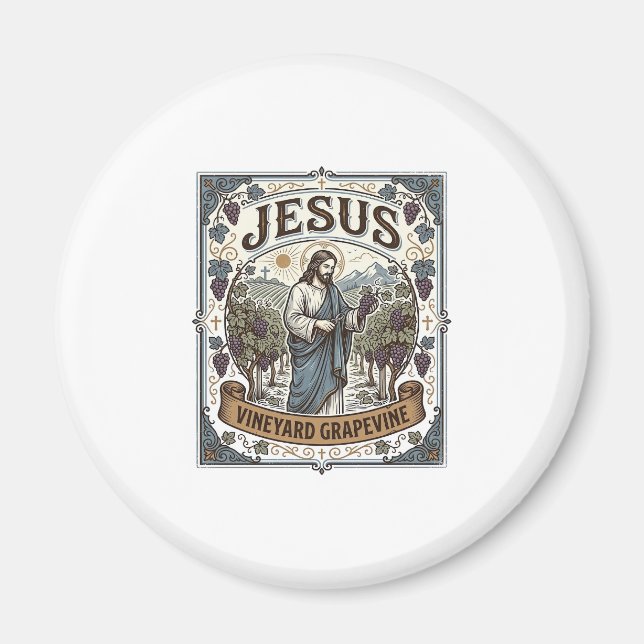Jesus vingård Grapevine Jesus vingård Grapevine  Magnet (Framsidan)