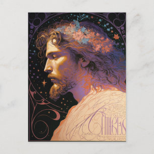 Jesus Vintage Fine Art av Mucha AI Generated Vykort