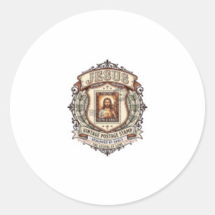 Jesus Vintage Frimärke Jesus Vintage Frimärke Runt Klistermärke