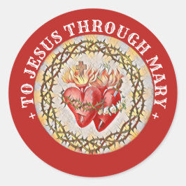 Jesus Virgin Mary Religiösas katolska Hearts Runt Klistermärke