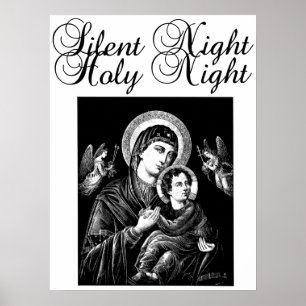 Jesus Virgin Mary Silent Natt Julkonst Poster