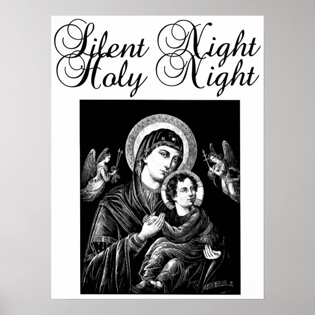 Jesus Virgin Mary Silent Natt Julkonst Poster (Framsidan)