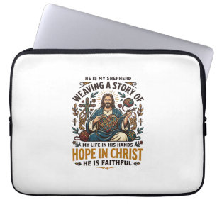 Jesus Virka Stickad T-Shirt Inspirerande Tro Laptop Fodral
