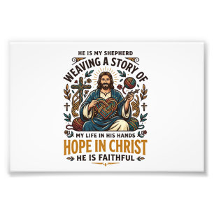 Jesus virkning stickning t-shirt inspirerande tro fototryck