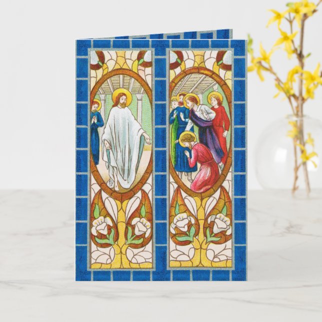 Jesus visas på apostles på Påsk (RT 02) Kort (Gul blomma)