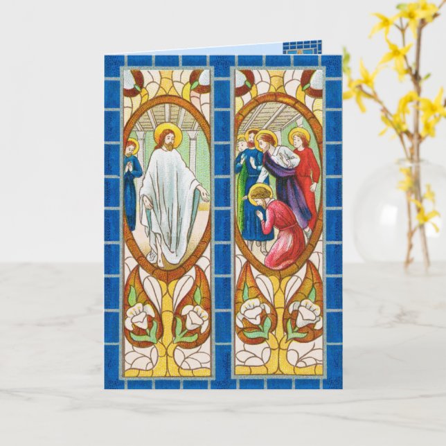 Jesus visas på apostles på Påsk (RT 02) Kort (Gul blomma)