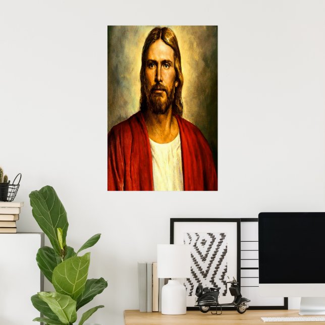 Jesus vit och röd rob poster (Hemmakontoret)