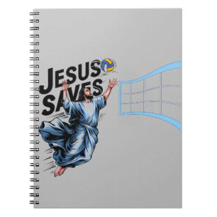 Jesus Volleyball Saves Funny Christian Faith Anteckningsbok