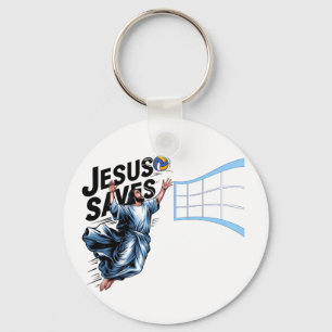 Jesus Volleyball Saves Funny Christian Faith Nyckelring