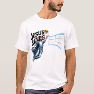 Jesus Volleyball Saves Funny Christian Faith T Shirt