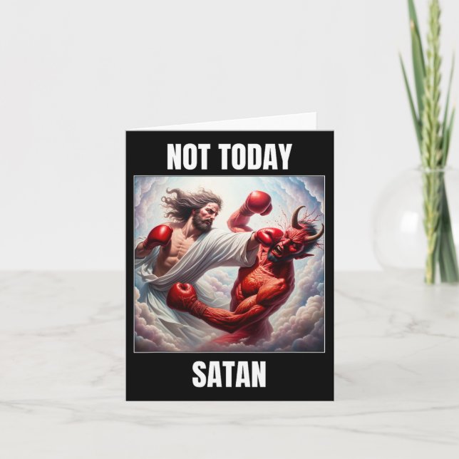 Jesus Vs Satan i en boxningsmatch - inte i dag Sat Kort (Framsida)