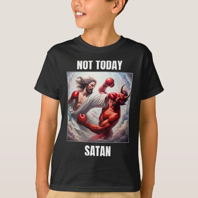 Jesus Vs Satan i en boxningsmatch - inte i dag Sat T Shirt (Framsida)