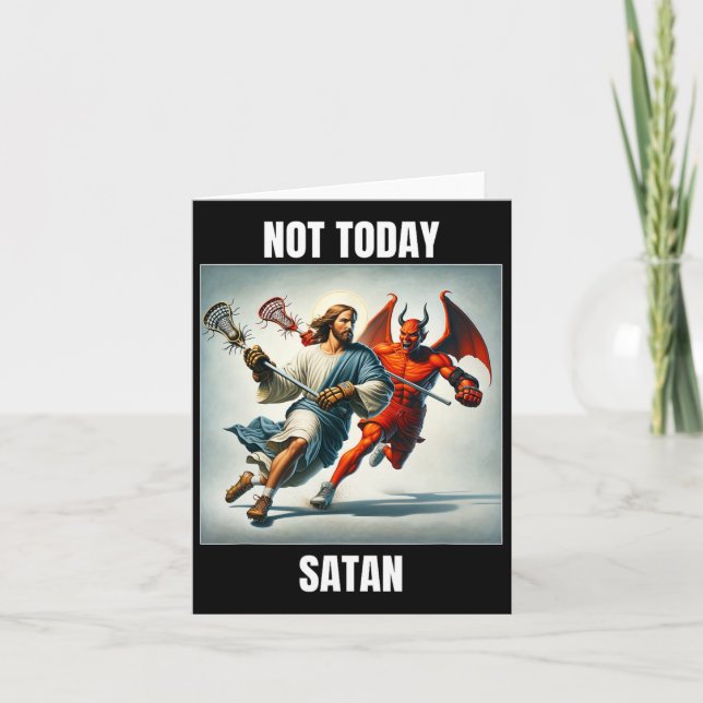 Jesus Vs Satan spelar lacrosse - inte idag Satan Kort (Framsida)
