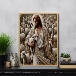 Jesus Walking bland hans lås Poster