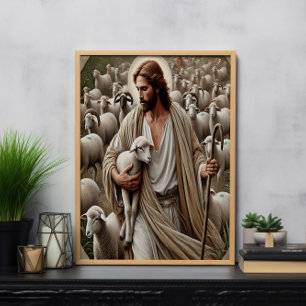 Jesus Walking bland hans lås Poster
