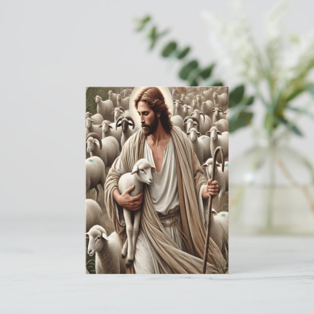 Jesus Walking bland hans lås Vykort (Stående Fram)