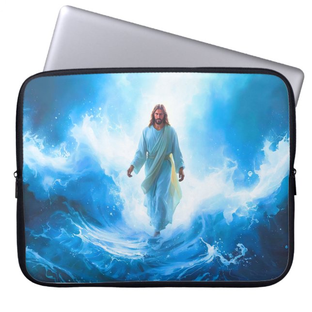 Jesus Walking in the Ocean Laptop Case/Protector Fodral (Framsidan)