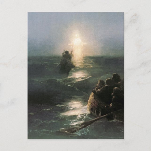 Jesus Walking på Stormy Seas Vykort (Framsida)