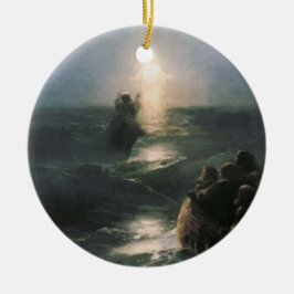 Jesus Walking på Vatten, Ivan Aivazovsky Painting Julgransprydnad Keramik