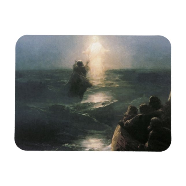 Jesus Walking på Vatten, Ivan Aivazovsky Painting Magnet (Horisontell)