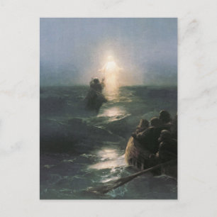 Jesus Walking på Vatten, Ivan Aivazovsky Painting Vykort