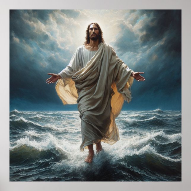 Jesus Walking på Vatten Poster (Framsidan)