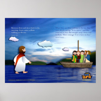 Jesus Walks på Vatten Poster