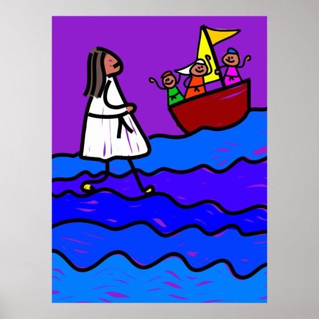 Jesus Walks på Vatten Poster (Framsidan)