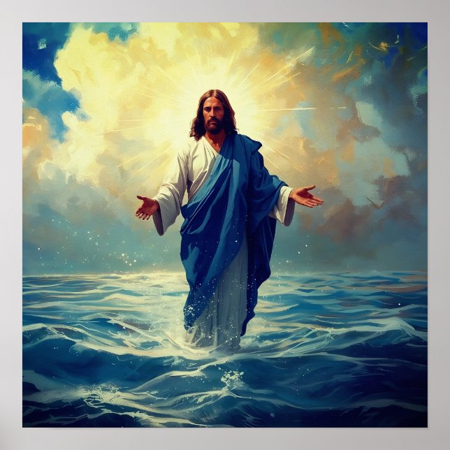 Jesus Walks på Vatten Poster (Framsidan)