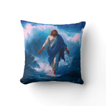 Jesus Walks på Vatten Throw Cushion