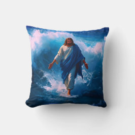 Jesus Walks på Vatten Throw Cushion Kudde