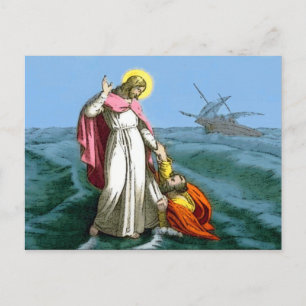 Jesus Walks på Vatten Vykort
