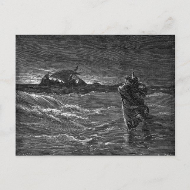 Jesus Walks på Vatten Vykort (Framsida)