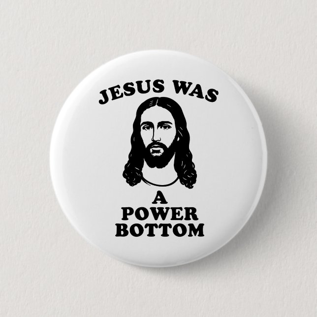 Jesus Was A Power Bottom Funny Pride Christmas Gag Knapp (Framsida)