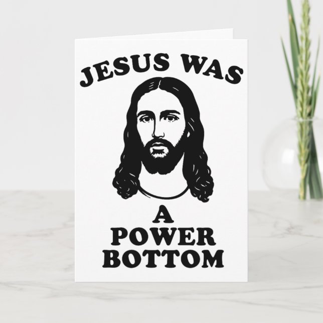 Jesus Was A Power Bottom Funny Pride Christmas Gag Kort (Framsida)