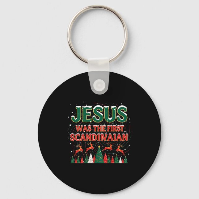 Jesus Was The First Ecrow Ugly Sweater Style  Nyckelring (Framsida)
