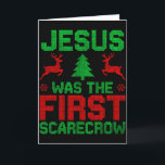 Jesus Was The First-scarecrow Reindeer Ugly Sweate Kort<br><div class="desc">Jesus Was The First-scarecrow Reindeer Ugly Sweater Xmas</div>