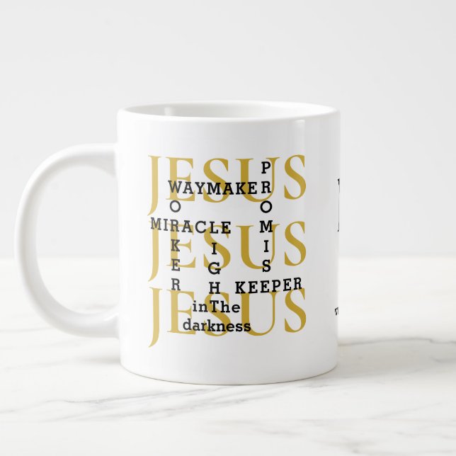 Jesus Waymaker Monogram Christian Coffee Mugg Jumbo Mugg (Vänster)
