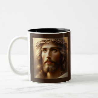 Jesus Wearing Krona i Thorns Två-Tonad Mugg