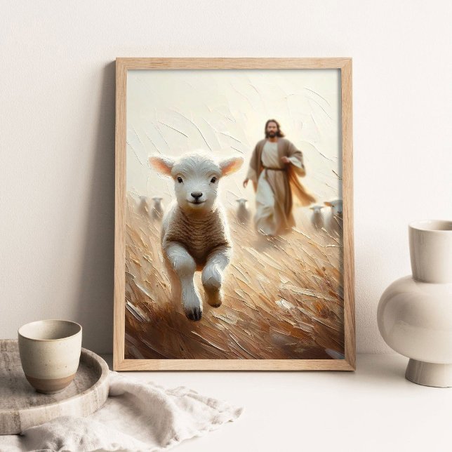 Jesus Will Save the Lamb, Christian Art, Jesus and Poster (Skapare uppladdad)