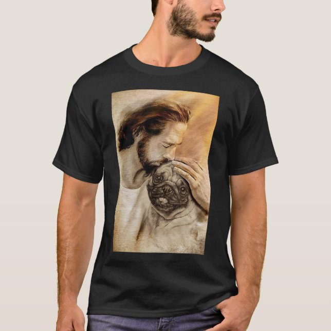 Jesus Wit Pug Hund Pug Hund älskare127 T Shirt (Framsida)