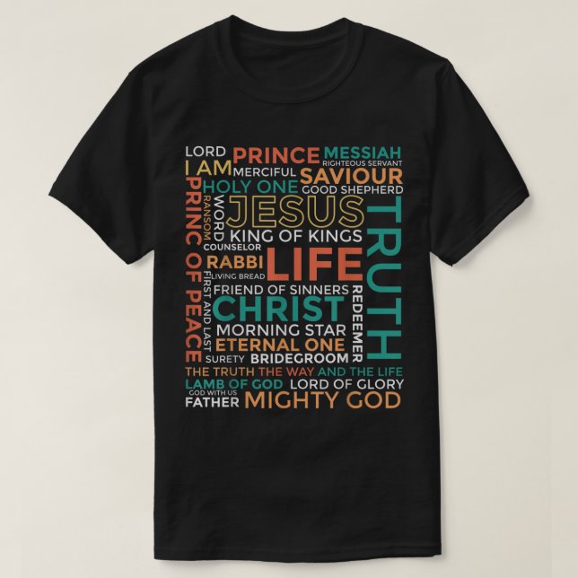 Jesus Word Art Names of Christ Design T Shirt (Design framsida)