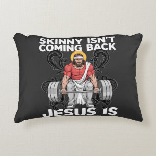Jesus Workout Gym Smal Kommer Inte Tillbaka Prydnadskudde