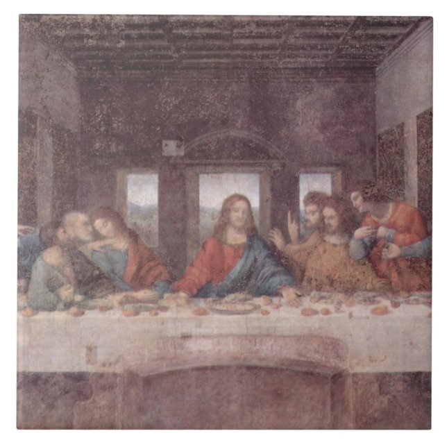 Jesus "Yeshua" The Last Supper, Leonardo da Vinci Kakelplatta (Framsidan)