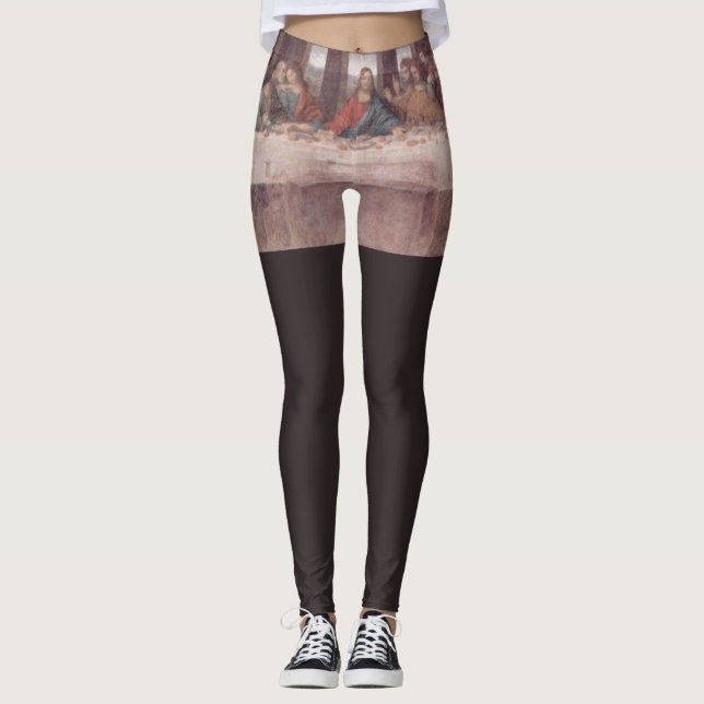 Jesus "Yeshua" The Last Supper, Leonardo da Vinci Leggings (Framsida)